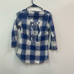 American Eagle Outfitters Blue and White Flannel Size 4